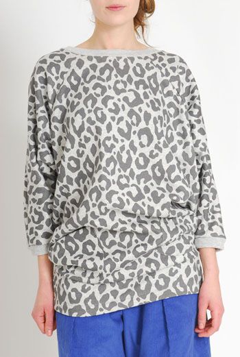 AW1112 LEOPARD BATWING RAGLAN DRESS - GREY